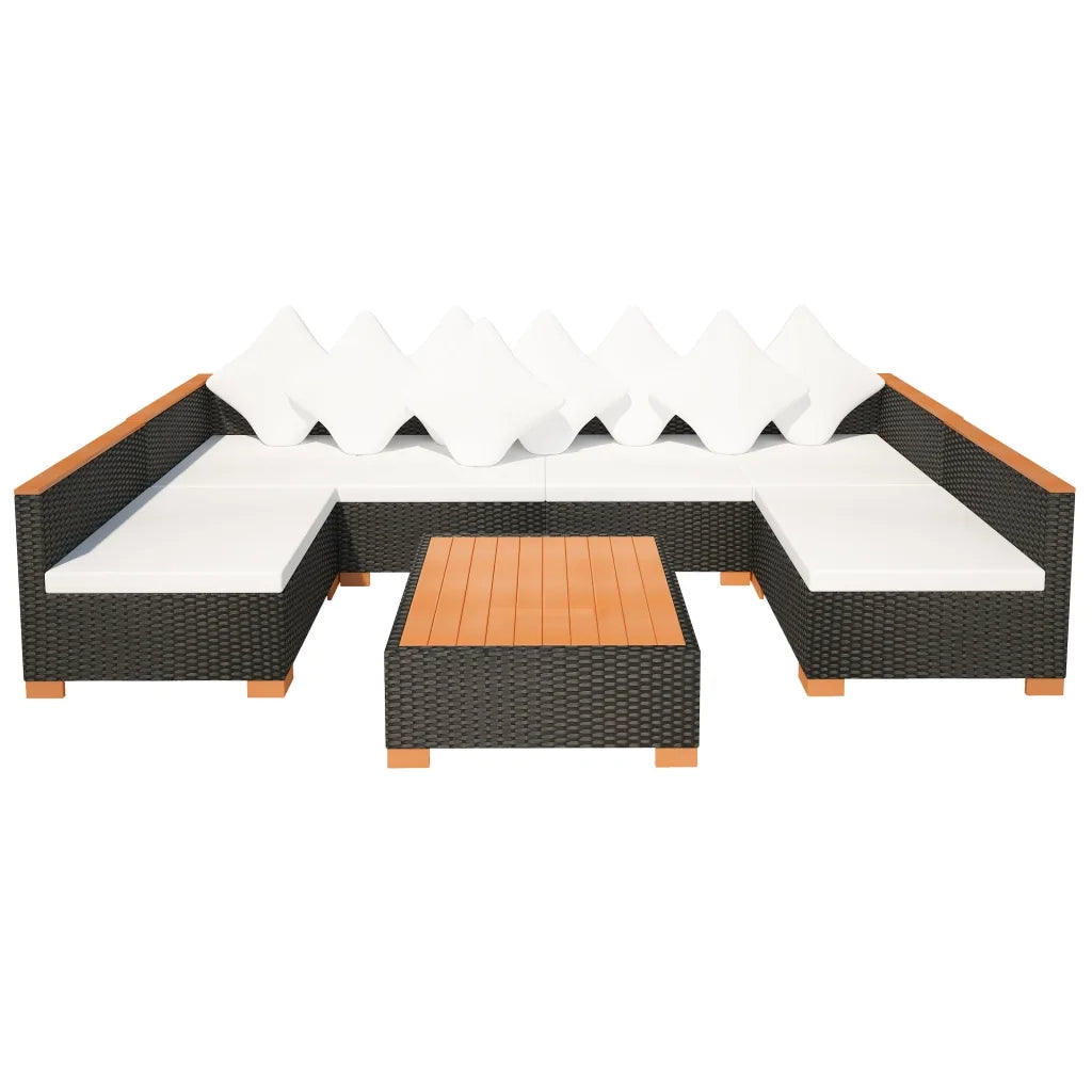 Set Divani da Giardino 7 pz con Cuscini in Polyrattan Nero 42751