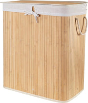 Asciugamani pieghevoli con 2 cassetti e coperchio - Bambù e Poliestere, 52 x 32 x 63 cm