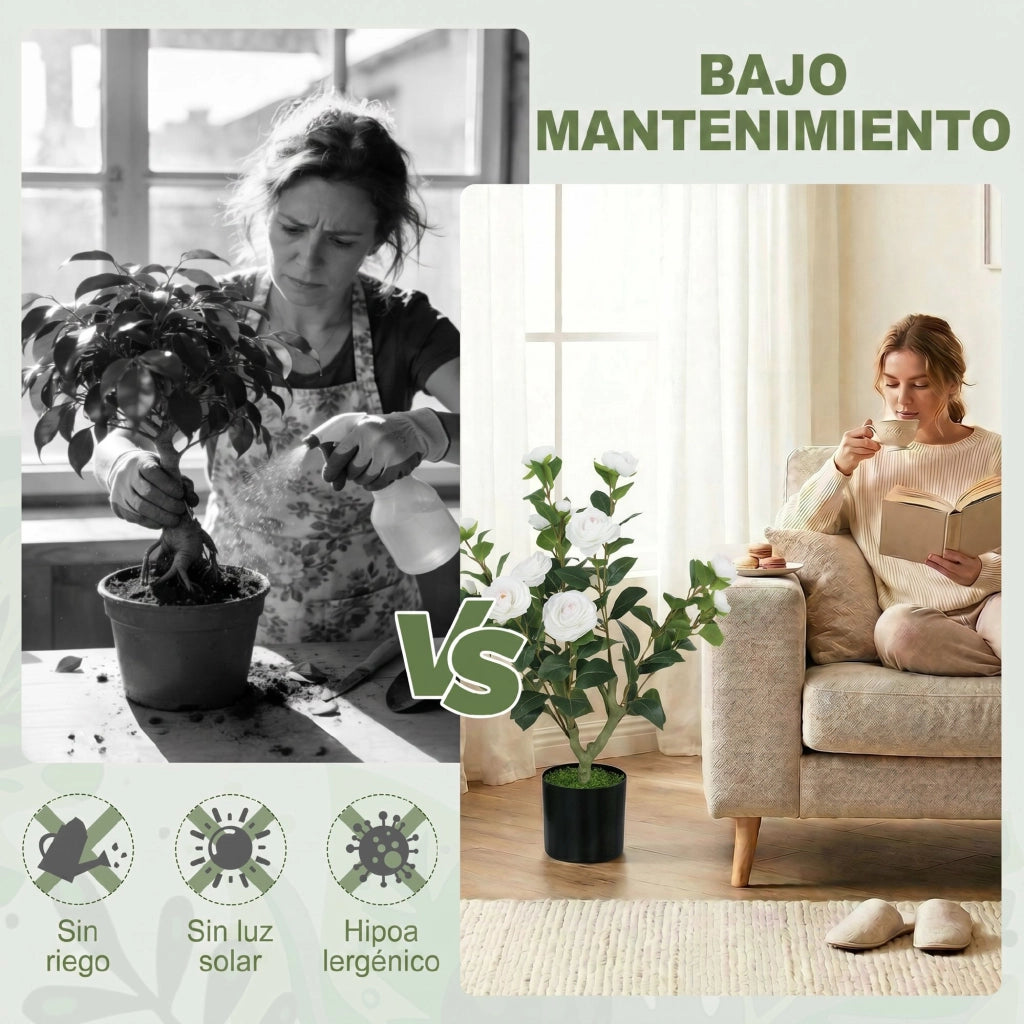 Planta Artificiale Camelia 65cm ¨C Minimal ¨C Bianco Verde