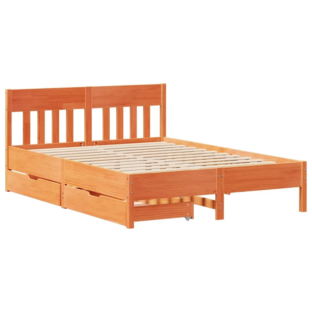 Letto senza Materasso-Struttura Letto Marrone Cera 120x200 cm in Legno di Pino 434208