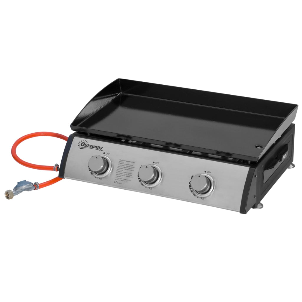 Piastra Barbecue Gas 3 Bruciatori ¨C Minimal ¨C Nero 62x46x21cm