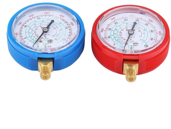 Set di Manometro ad Alta Pressione - Manometro Pressione Acqua - Manometro Compressore - Refrigerante R410A/R134A/R22 - Formato Compattato - Calibrazione Precisa della Vetrina di Misura