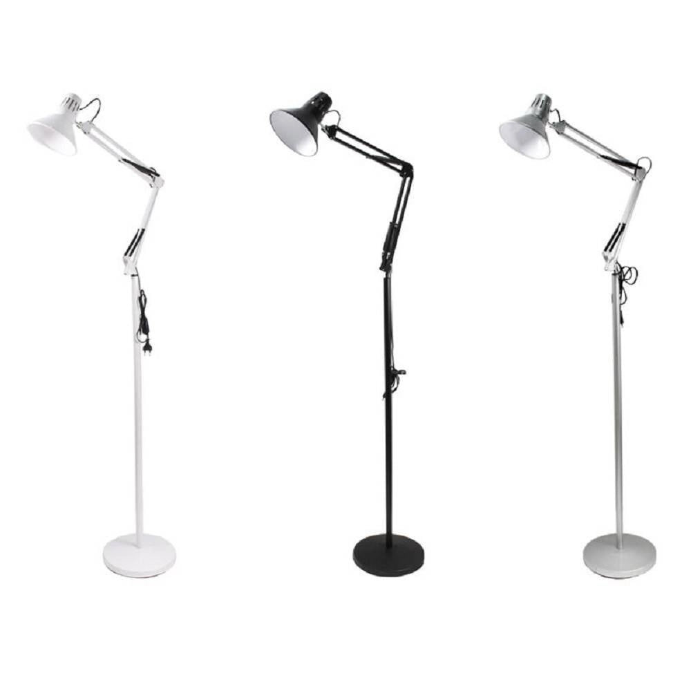 Trade Shop - Lampada A Piantana Da Terra Braccio Orientabile Luce Lettura In Metallo E27 D15 -