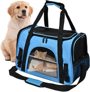 Porta Animali - Tas di Trasporto - Trasporto Sicuro - Ventilazione Migliorata - 45 x 27 x 9 cm - Blu