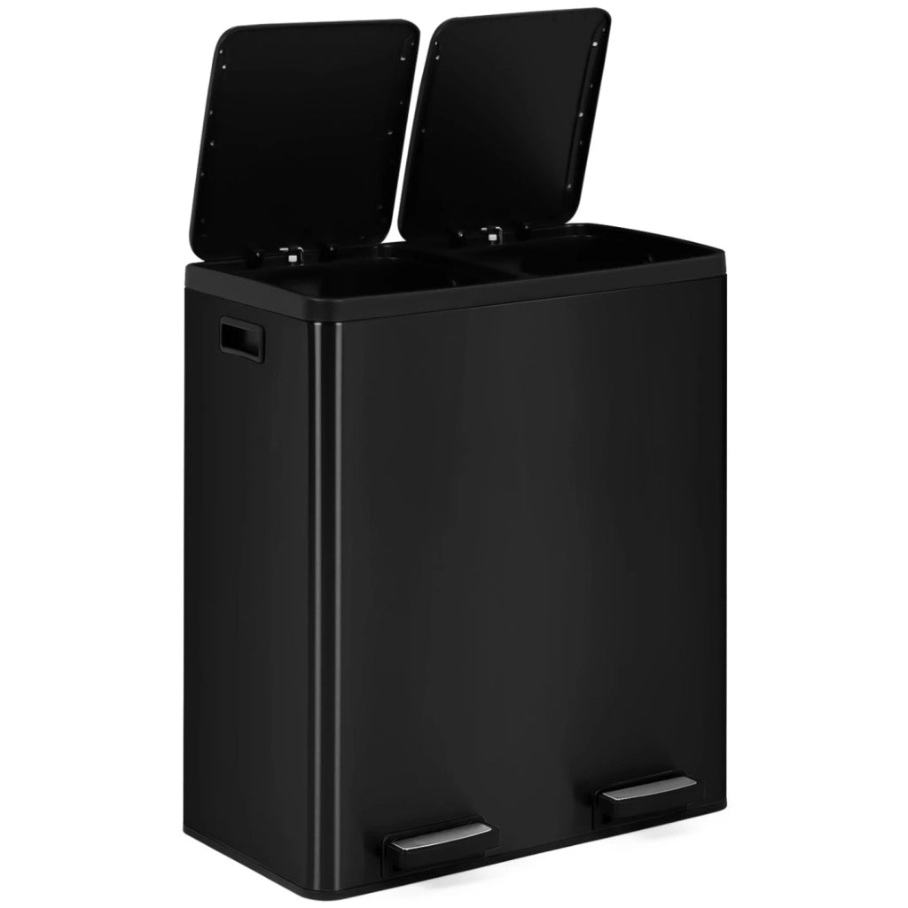 IDMarket - Bidone da cucina a selezione selettiva 2 x 30L nero 2 secchi estraibili e pedali in metallo
