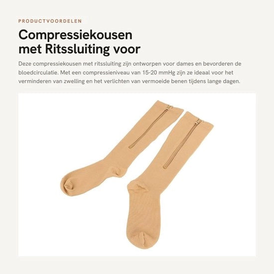 Sostegni compressivi per gambe 15-20 mmHg - Donna - Chiusura a cerniera - Migliora la circolazione sanguigna - Comfortevoli - Qualità medica - Sostegni per gambe