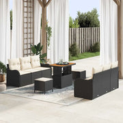 Set Divano da Giardino con cuscino 9 pcs Nero polyrattan 3362220