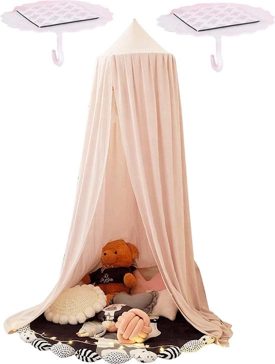 Cannocchiale per bambini, tenda per letto, tessuto di cotone, protezione dalle zanzare per camera da letto, cameretta, lettura, gioco, altezza 250 cm, colore rosa