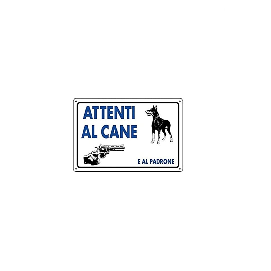 Cartello segnaletico in plastica 30 x 20 cm "Attenti al cane e al padrone"