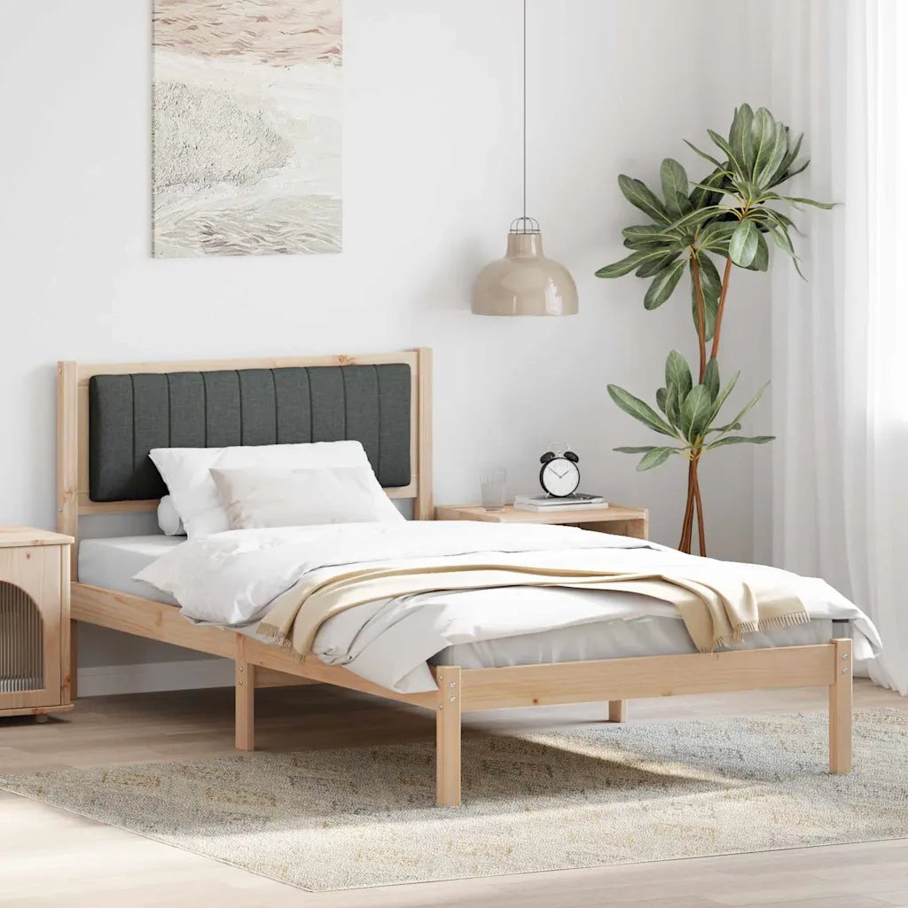 Letto singolo | Letto per adulti | Letto con Testiera Rivestita Grigio scuro 100 x 200 cm