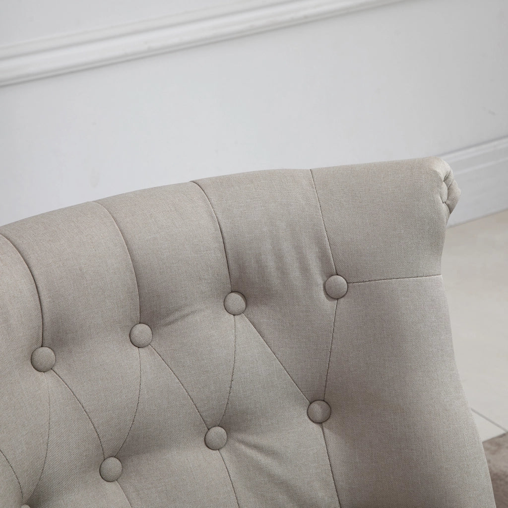 Poltrona Relax Vintage in Tela Beige con Gambe in Legno ¨C zephmum ¨C 100x80x90