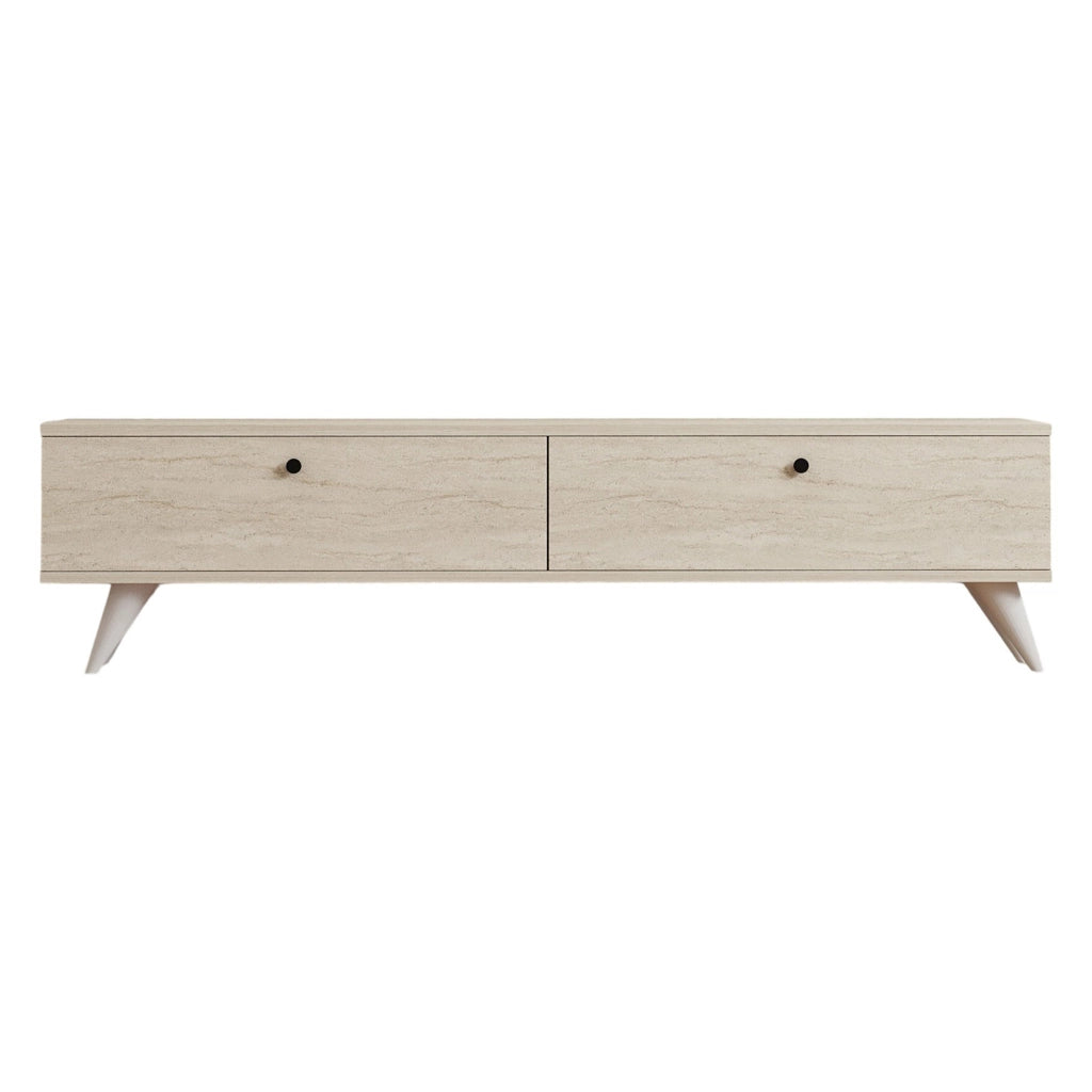 Atestino, Mobile Porta tv 2 Vani, 160x25x40h cm Beige Marmo