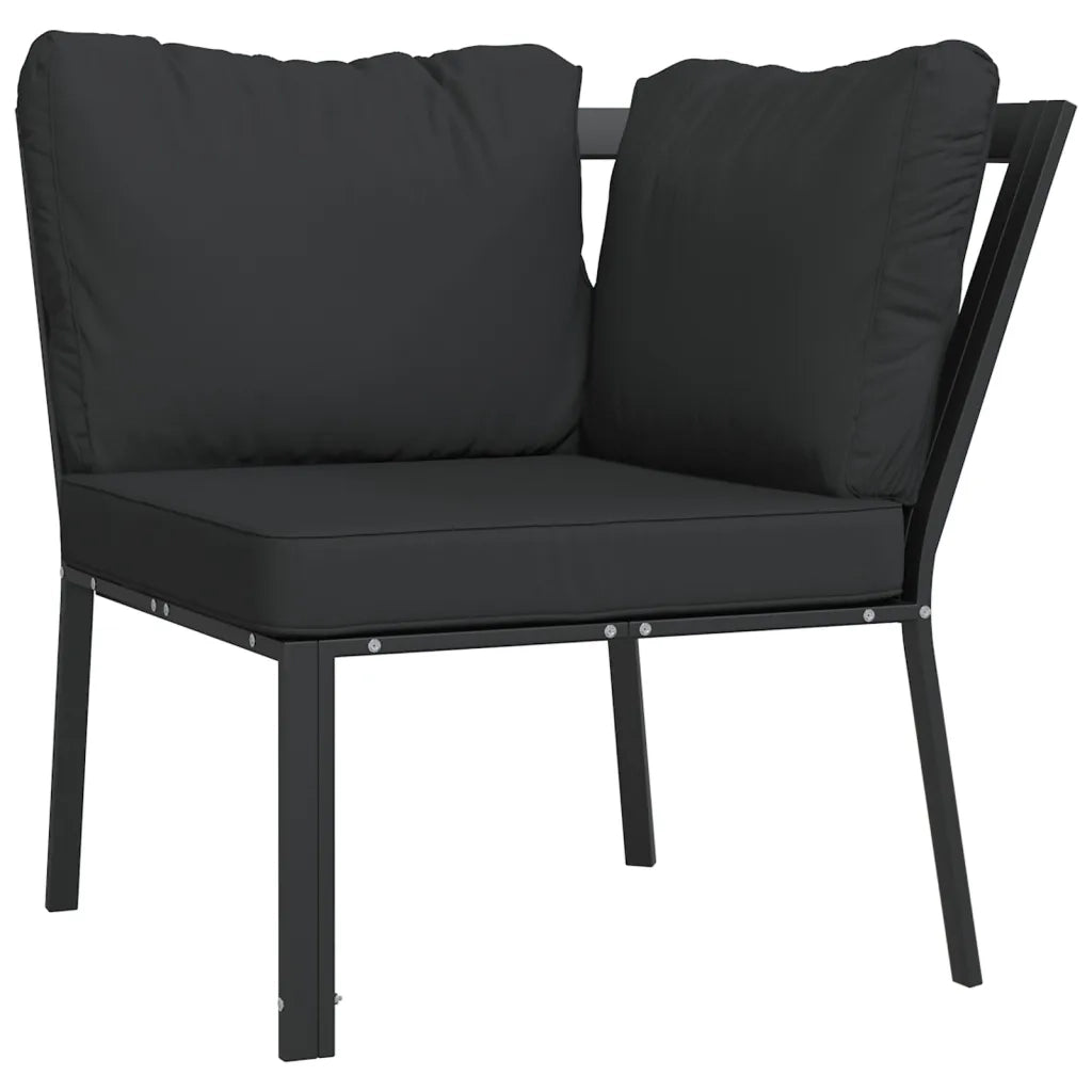 Set Salotto da Giardino 5pz con Cuscini Grigi in Acciaio 3187954