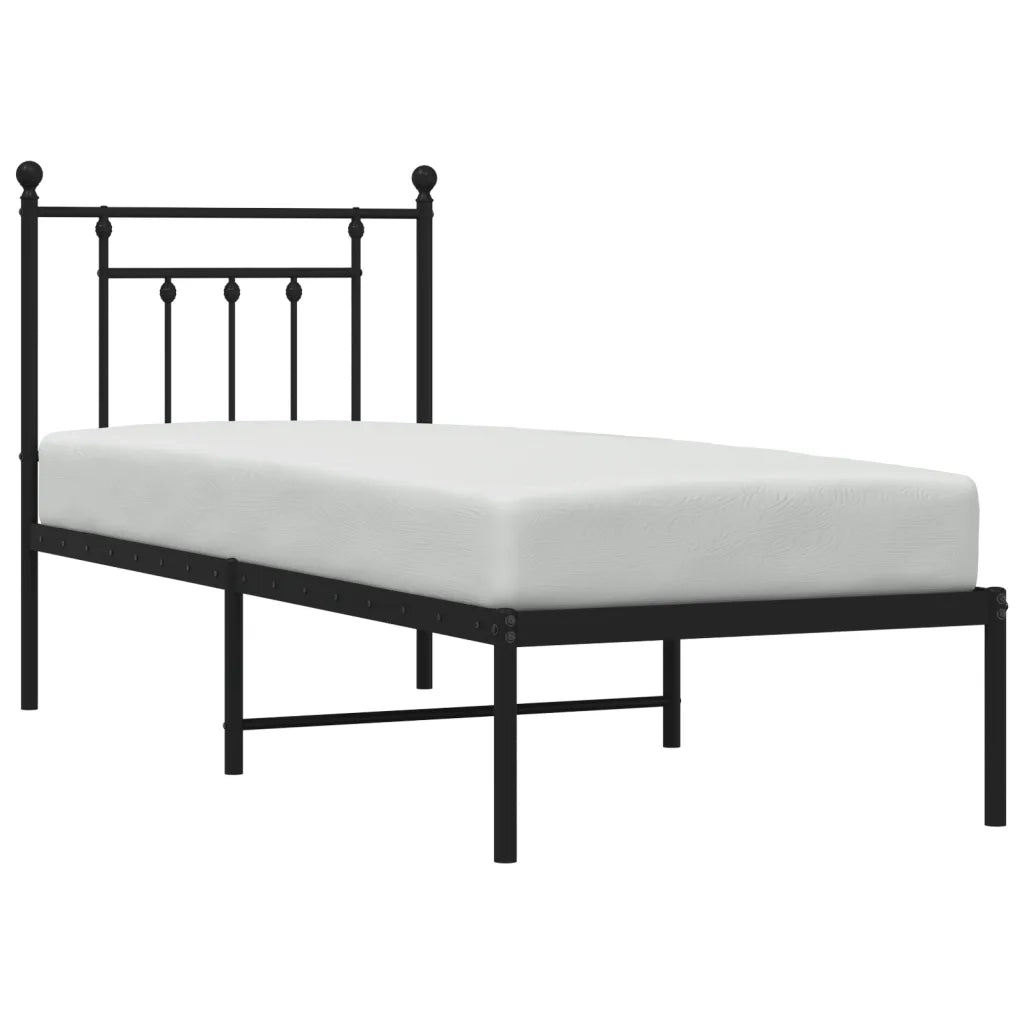 Giroletto con Testiera-Struttura Letto con testiera in Metallo Nero 75x190 cm 263955