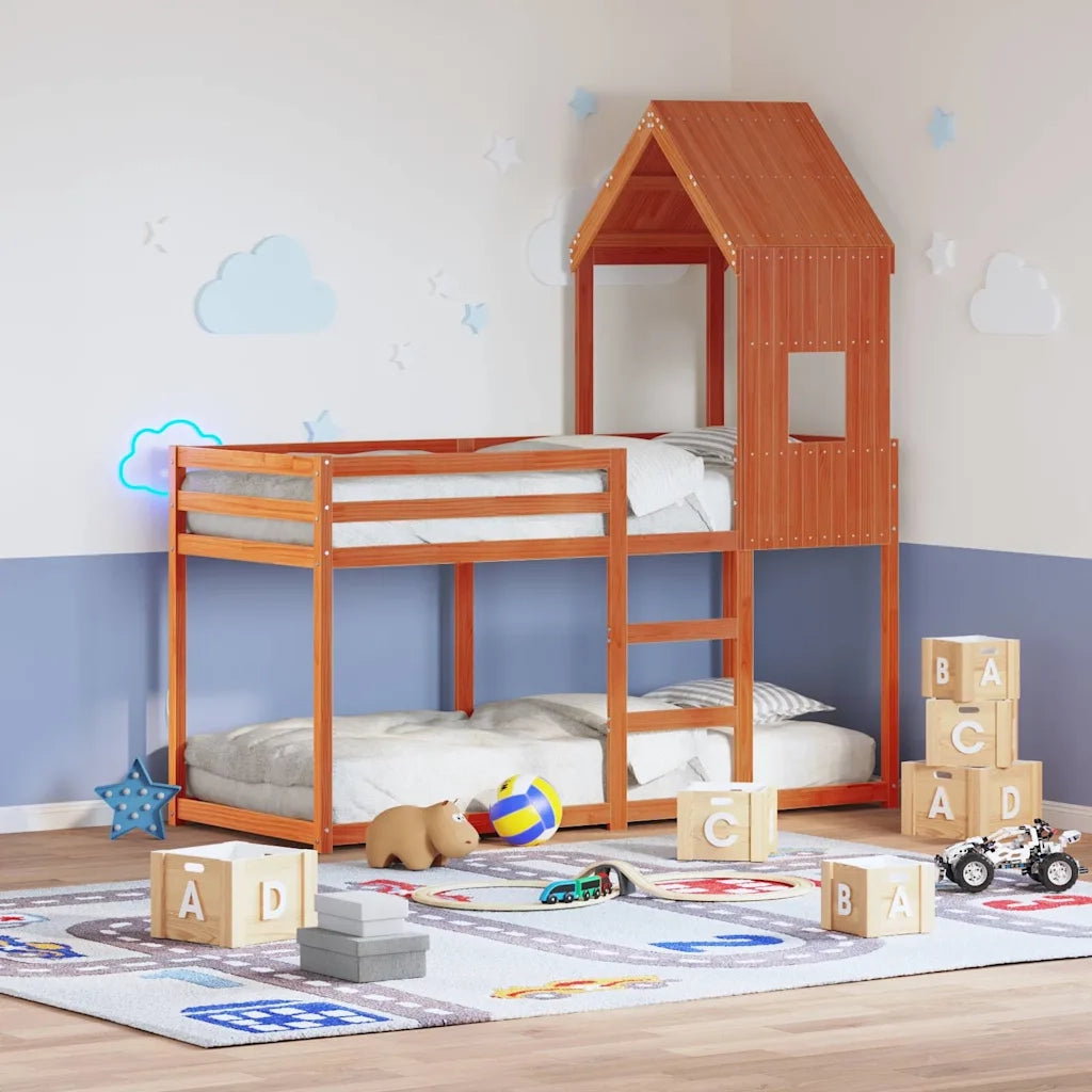 Tetto Letto Bambini Marrone Cera 60x99x139,5 cm Massello Pino CFW5235763