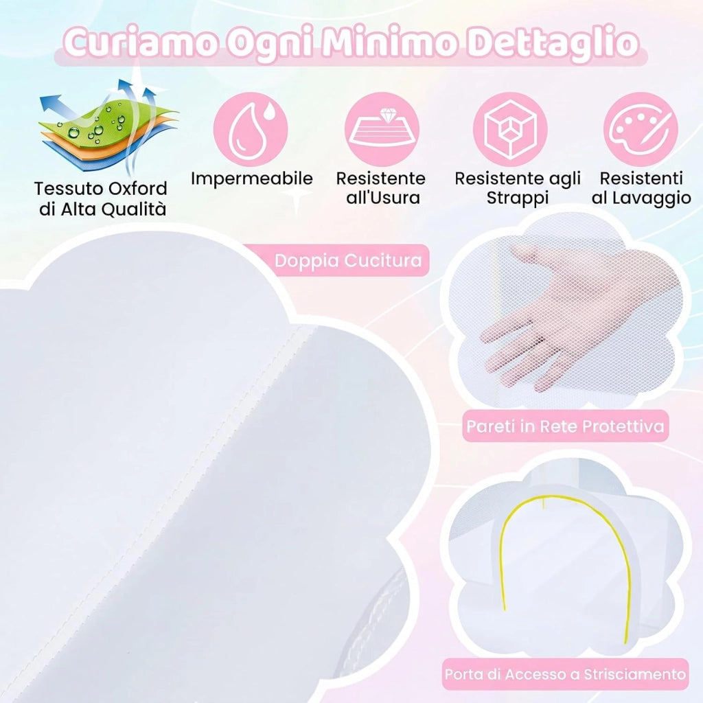 Castello Gonfiabile con Soffiatore, Trampolino, Scivolo, Piscina | Casa Gonfiabile per Interno ed Esterno con Canestro, 100 Palloncini e Borsa, per Bambini 3-12 Anni, 252 x 242 x 191,5 cm