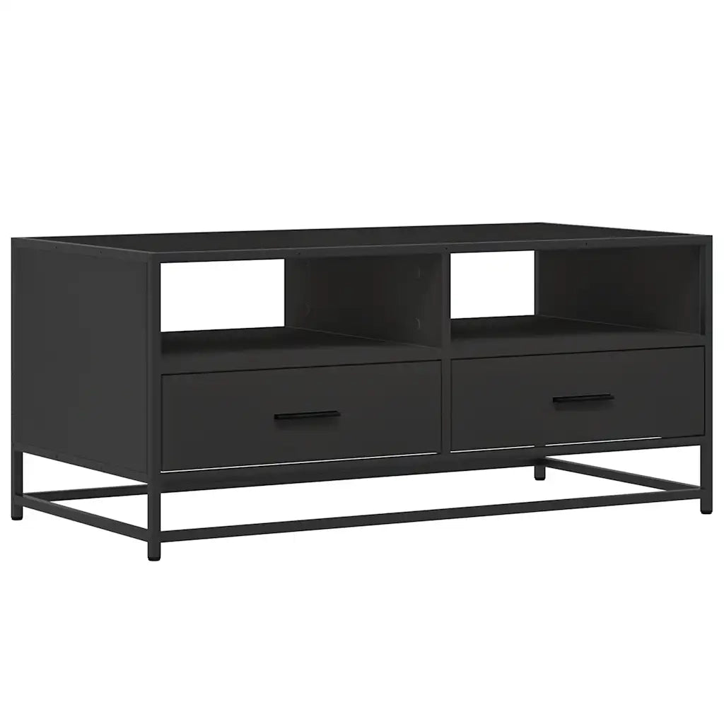 Tavolino Salotto-Tavolino da soggiorno-Tavolo Nero 100x50x45 cm Legno Multistrato e Metallo 463730