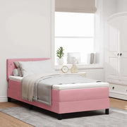 Letto a Sorgente LED con materasso Rosa 100 x 200 cm Velluto