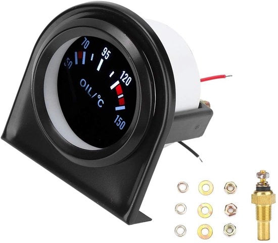 Termometro per Olio con LED 52mm - Raggio di Misura 50-150℃ - Alta Sensibilità - Facile da Installare - Adatto per Modifiche Automobilistiche