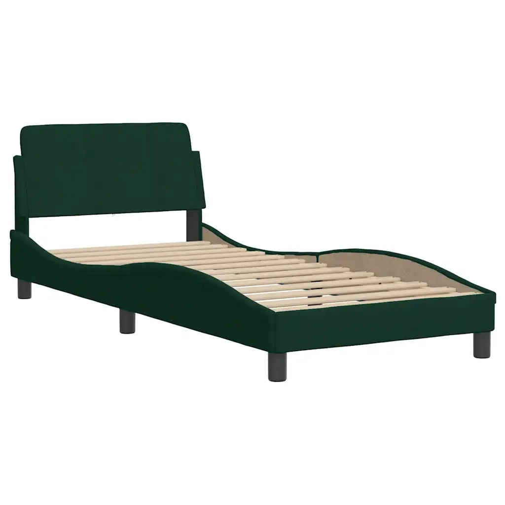 Letto singolo | Letto per adulti | Giroletto Dover Verde Scuro 90x190 cm in Velluto