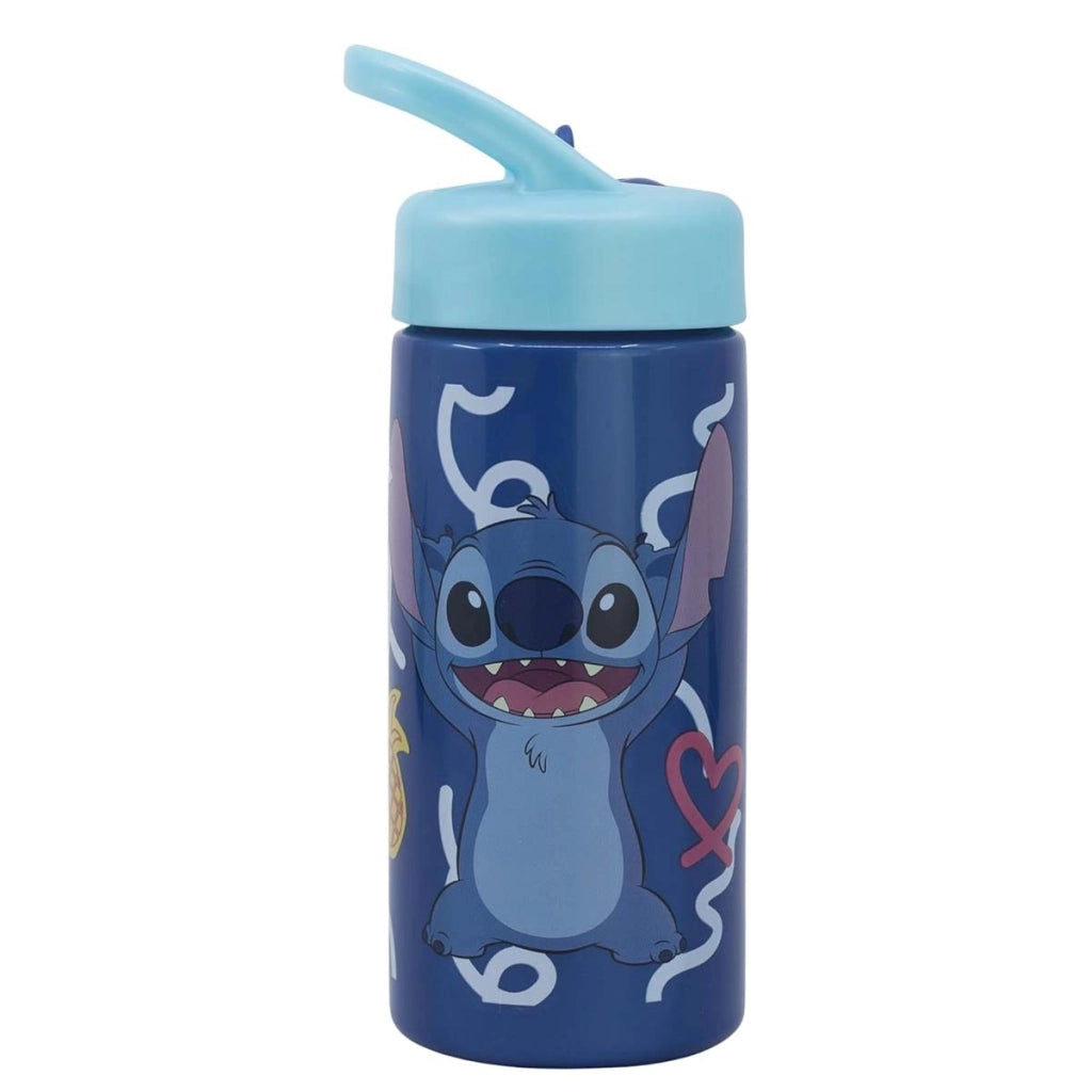 Borracca 410 ml Stitch per Bambini con Manico e Cannuccia Integrata Blu Disney