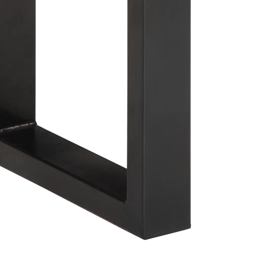 Panca-Sgabello 160 cm in Legno Massello di Mango Grezzo e Acciaio