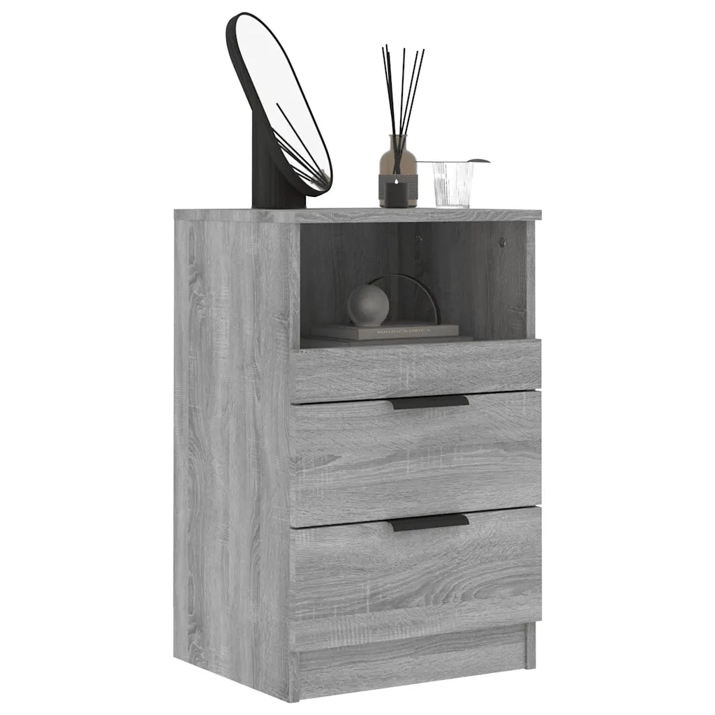 Comodini 2 pz-Set di 2 Tavolino da notte Grigio Sonoma in Legno Multistrato 721354