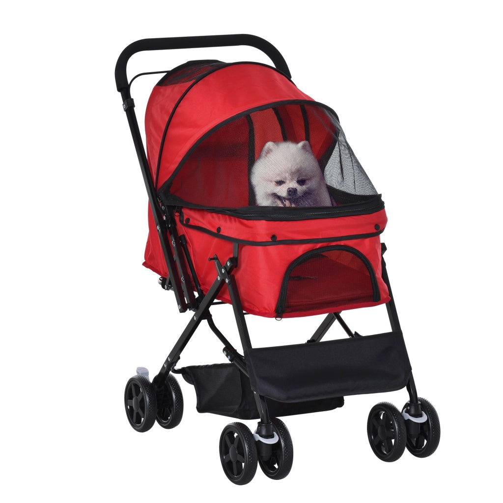 Carrello per Animali Domestici ¨C Minimal ¨C Rosso 76.5x52x95 cm