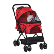 Carrello per Animali Domestici ¨C Minimal ¨C Rosso 76.5x52x95 cm