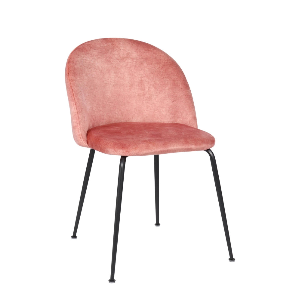 Sedia Calypso in Velluto Rosa Chiaro con Struttura in Metallo Antracite - Design Moderno ed Elegante per Interni - 45x55x79 cm