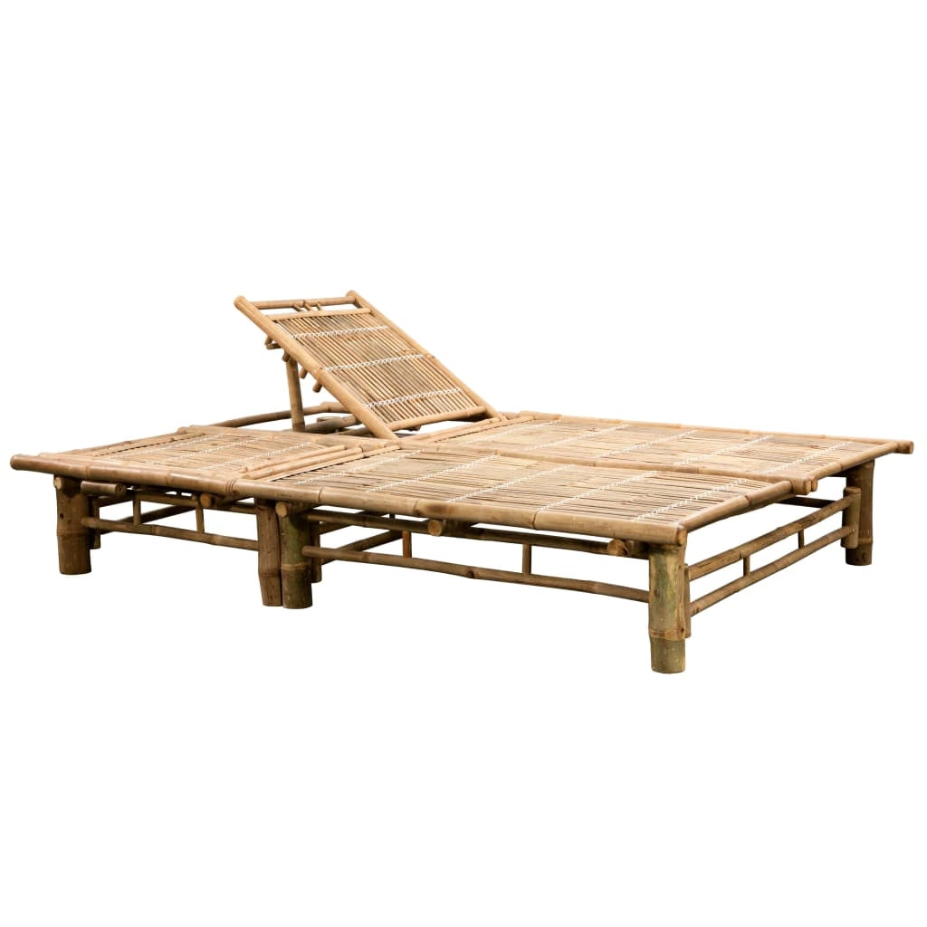 Lettino prendisole sedia a sdraio lettino prendisole letto da giardino mobili da esterno per patio per 2 persone con cuscini in bambù 02_0012902