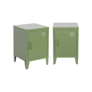 Set 2 comodini industriali, 1 anta, verde kaki