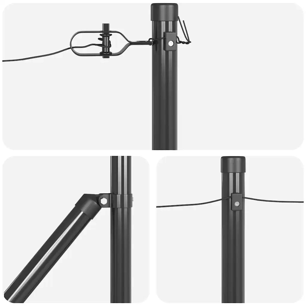 Palo della recinzione 7 pcs Grigio Acciaio 42004256