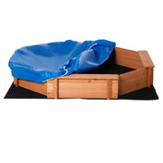Sandbox in legno massello, ottagonale, 140x140x21.5 cm, con bache e copertura ¨C Minimal ¨C arancione