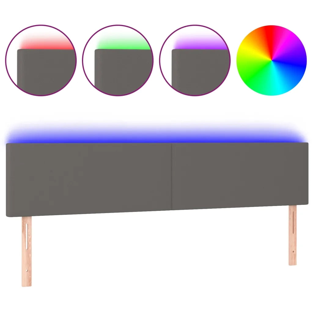Testiera a LED-Testata con LED Grigio 180x5x78/88 cm in Similpelle 955629