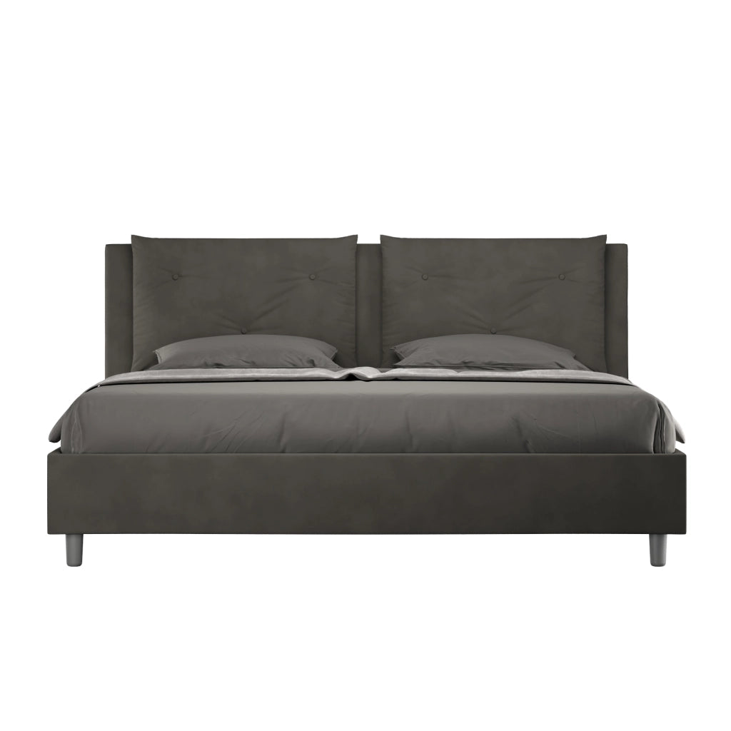 BS COM Letto con rete imbottito 180x190 microfibra grigio