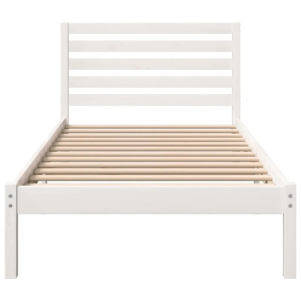 Letto singolo | Letto per adulti | Struttura del letto Bianco 100 x 200 cm Pino massello
