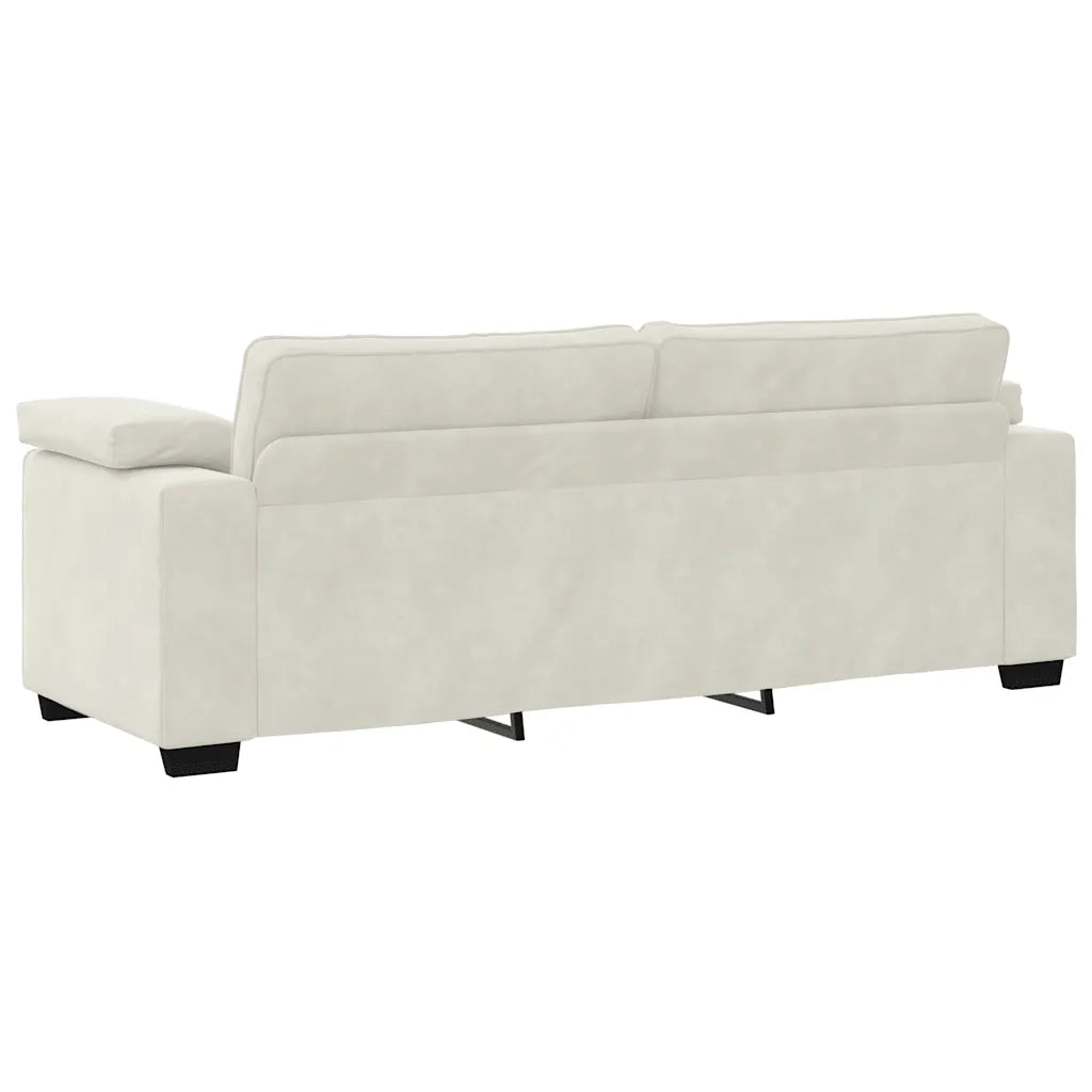 Divano a 3 Posti-Sofa 3 Posti Crema 178 cm in Velluto
