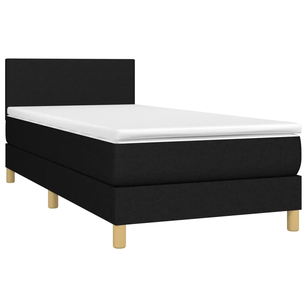 Giroletto a Molle con Materasso-Struttura Letto Nero 100x200 cm in Tessuto 114299