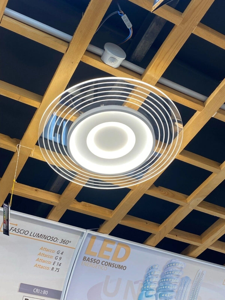 Plafoniera lampadario moderno con illuminazione Led da soffitto 38w Luce Bianca 4000K