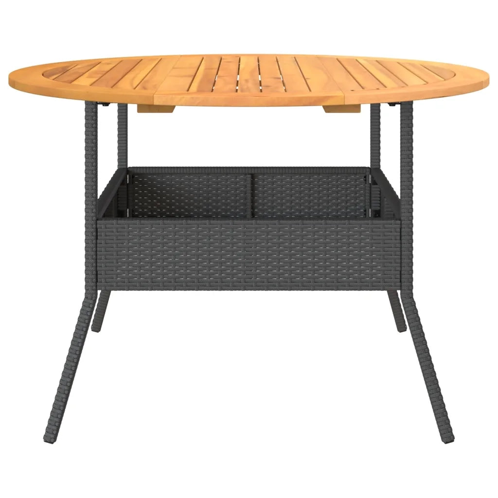 Tavolo Giardino Piano Legno Acacia Nero Ø110x71 cm Polyrattan 368625