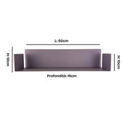 ZOI LINE180 Mensola 50 cm in Acciaio Verniciato 1,5 mm con Schiena 12 cm – Ripiano da Parete Moderno per Cucina, Bagno, Ingresso e Soggiorno Colore Mensole: Lavanda