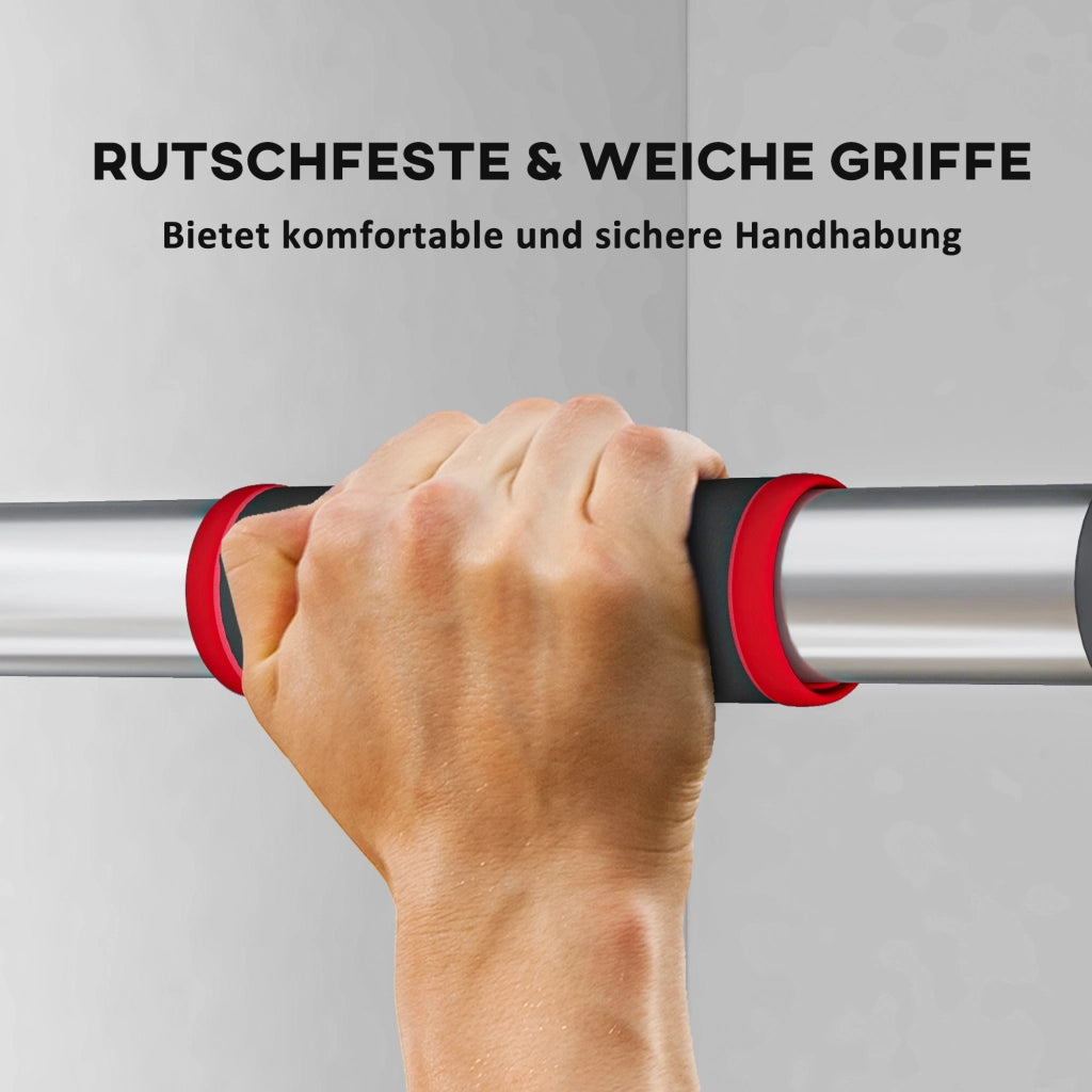 Sbarra Trazioni Porta Regolabile ¨C Xylo ¨C Acciaio Nero/Rosso 75-92cm 200kg