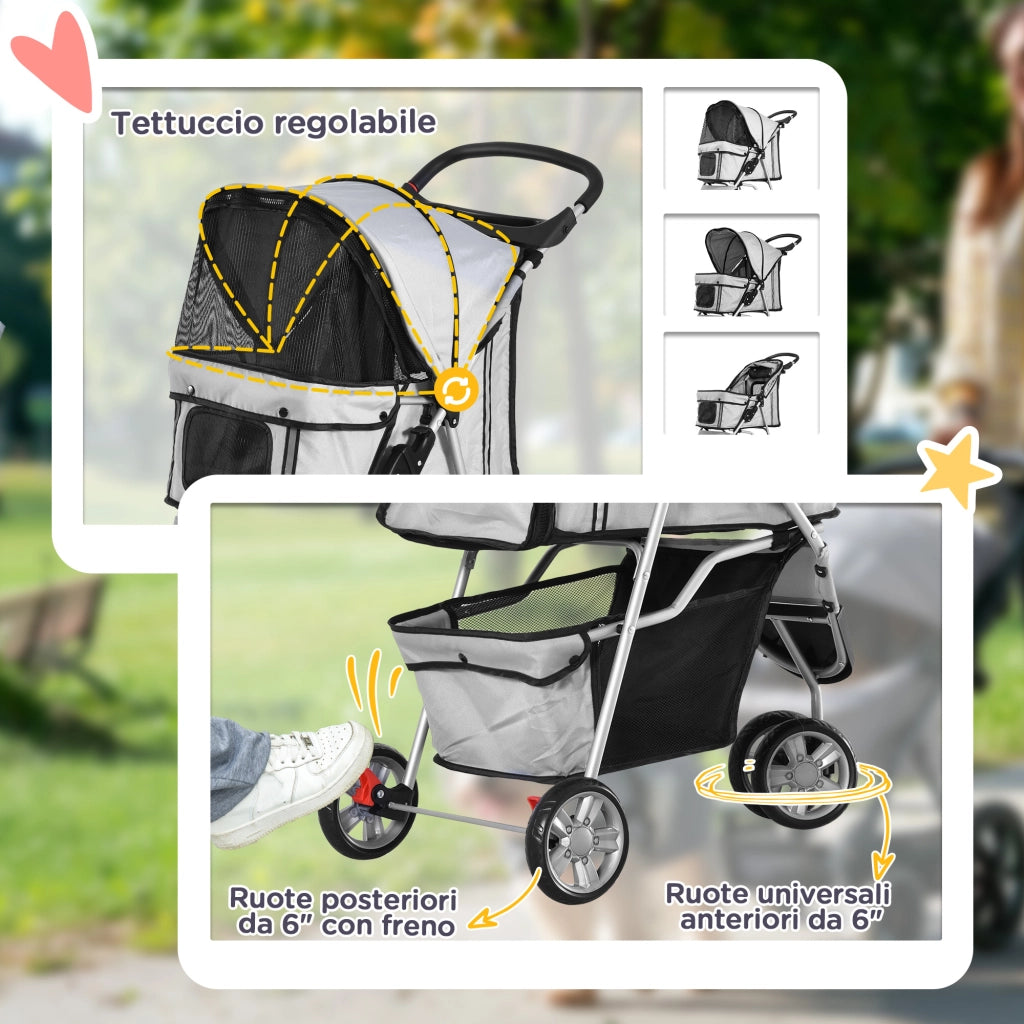 Passeggino per Cani Pieghevole ¨C zephmum ¨C Grigio