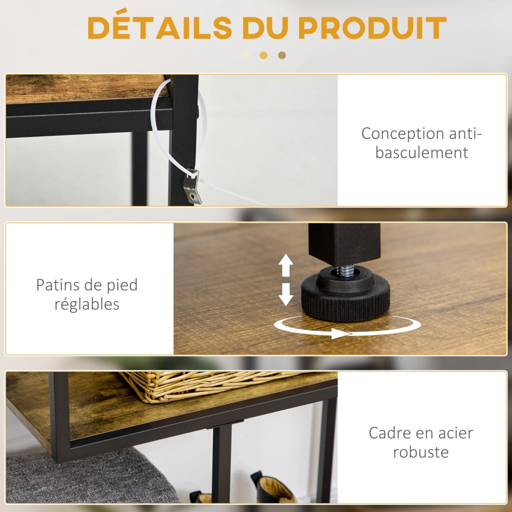 Tavolo console industriale con 4 ripiani ¨C Minimal ¨C 99.6x33.6x74 cm