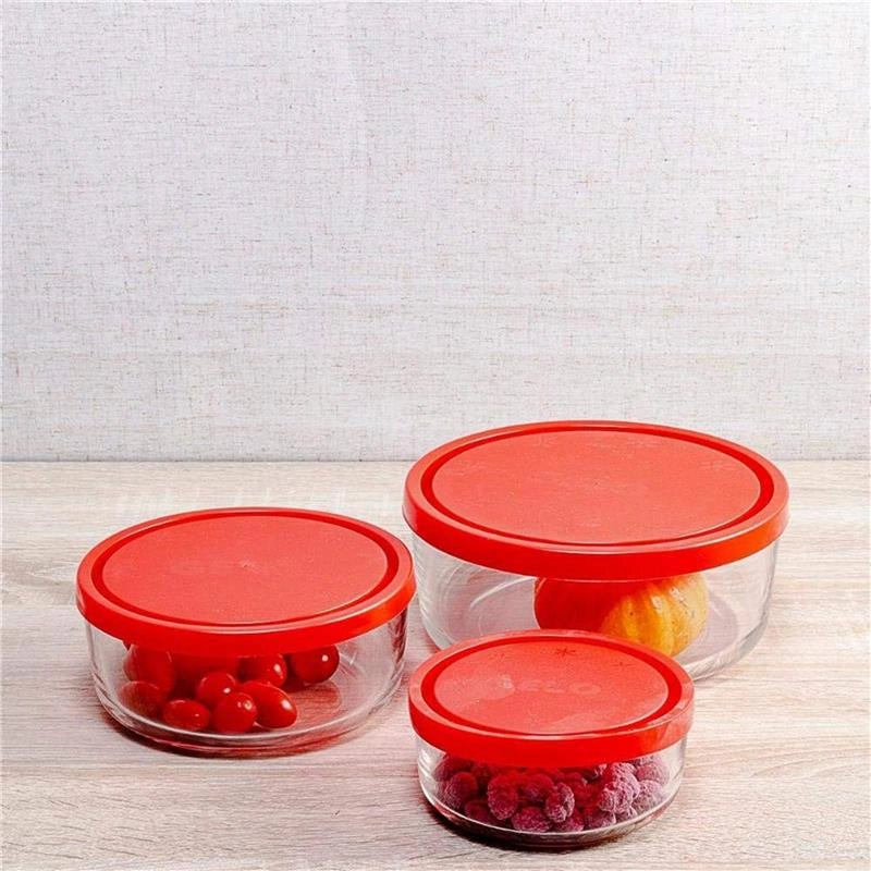 SET 3 CONTENITORI ERMETICI DA CUCINA REALIZZATI IN VETRO 11/15/18 CM