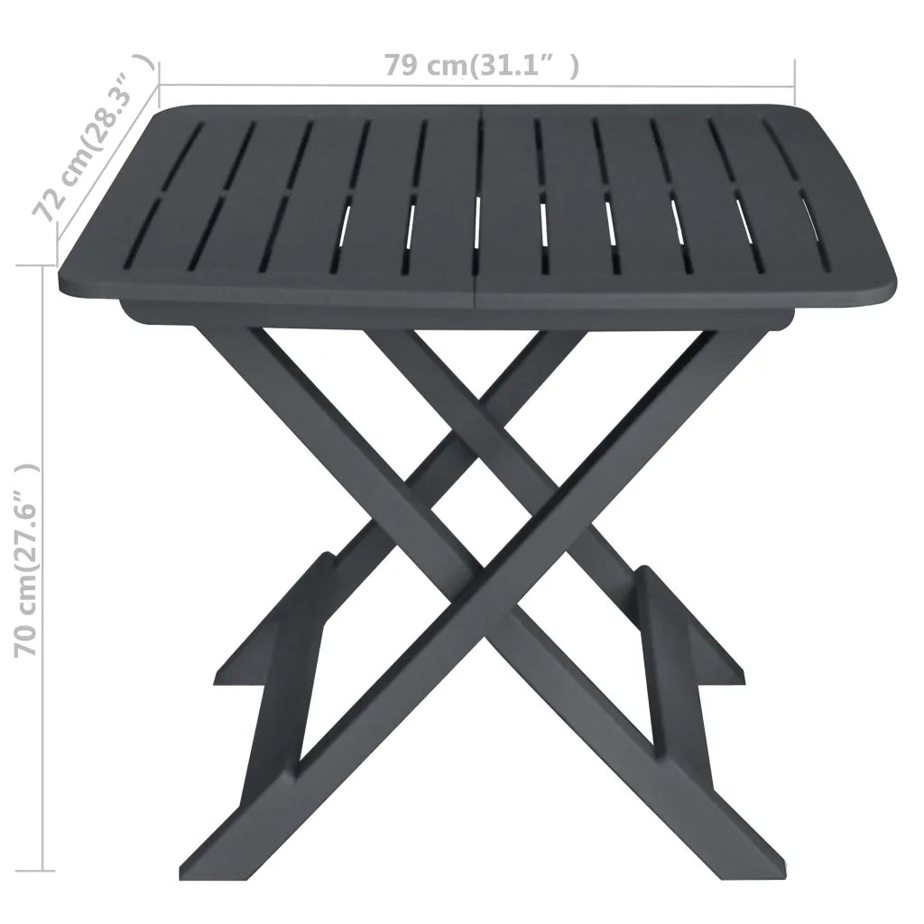Set da Bistrot 3 pz Pieghevole in Plastica Antracite 48753