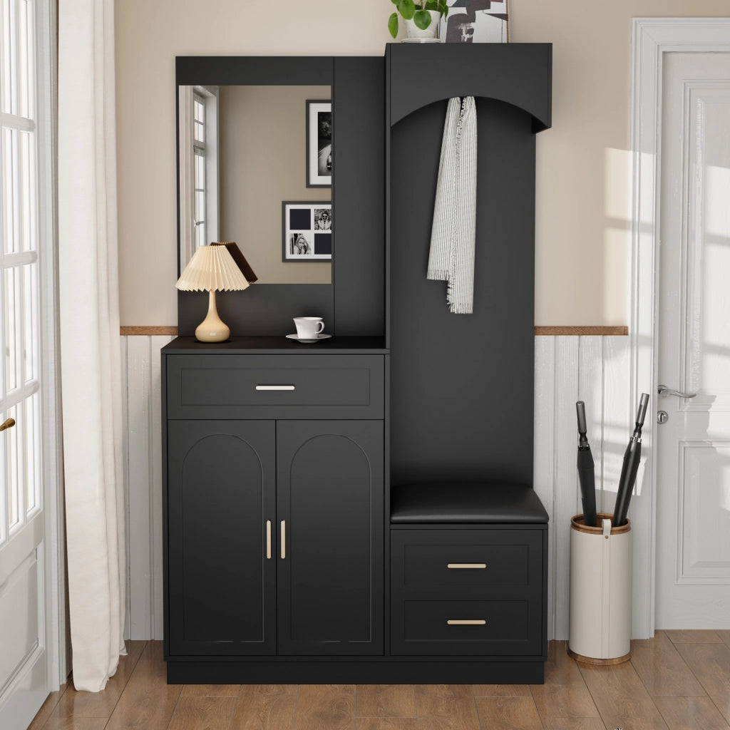 Armadio Ingresso con Specchio e Scarpiera ¨C MINIMAL ¨C Bianco, Legno
