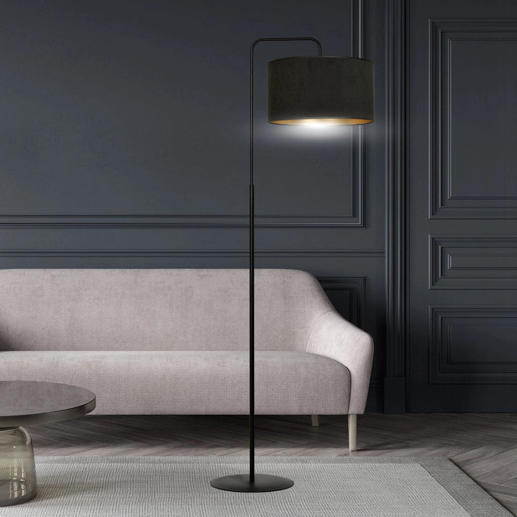Lampada terra Emibig Hilde nera/oro E27 1 luce h150cm