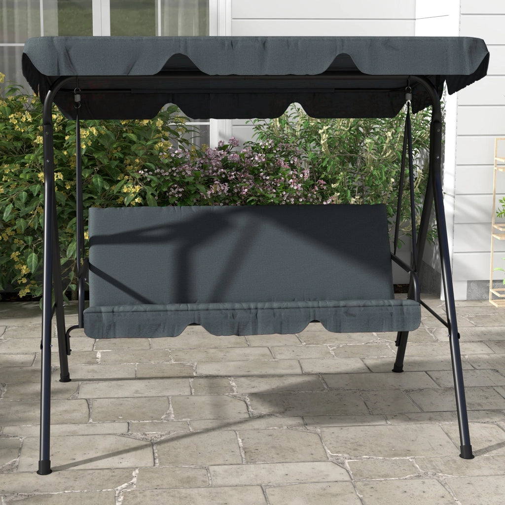 Sedia a dondolo 3 posti con tenda regolabile ¨C zephmum ¨C grigio 172x110x153 cm